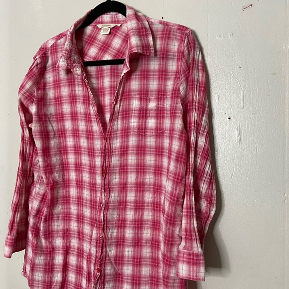 Sundance Women’s Size Large Red White Plaid Button Up Shirt - Picture 10 of 10